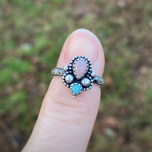 Load image into Gallery viewer, Pink Opal &amp; Amazonite Ornate Ring / Size 4