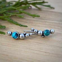 Load image into Gallery viewer, Tibetan Turquoise Bubble Ear Climbers