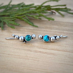 Tibetan Turquoise Bubble Ear Climbers