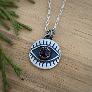 Garnet Eyeball Necklace / 17”