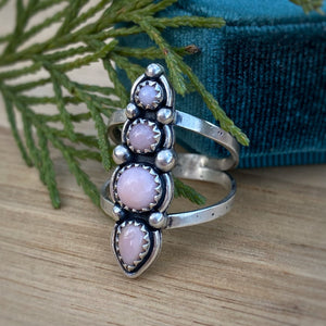 Pink Opal Stack Statement Ring / Size 8.5