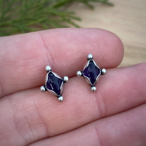 Amethyst Four Dots Stud Earrings