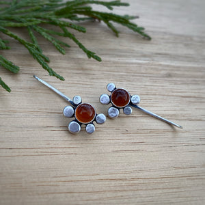 Carnelian Daisy Drop Earrings