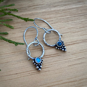 Labradorite & Moonstone Dotted Hoop Earrings