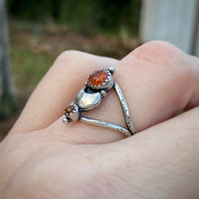 Load image into Gallery viewer, Sunstone &amp; Citrine Moon Stack Ring / Size 8.5