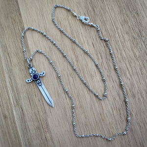 Amethyst Sword Necklace / 19”
