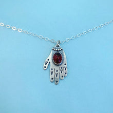 Load image into Gallery viewer, Hamsa Hand Necklace - Garnet / 18” / Made to Order