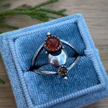 Load image into Gallery viewer, Sunstone &amp; Citrine Moon Stack Ring / Size 8.5