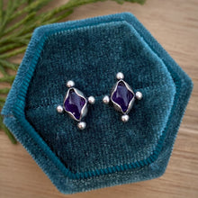 Load image into Gallery viewer, Amethyst Four Dots Stud Earrings