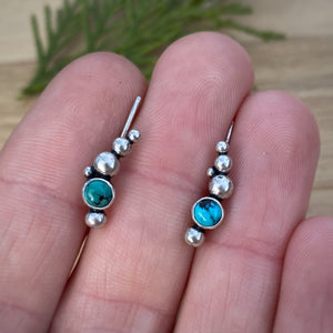 Tibetan Turquoise Bubble Ear Climbers