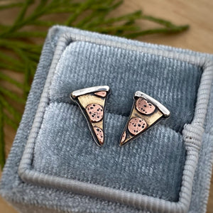 Mixed Metal Pizza Stud Earrings