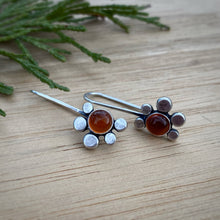 Load image into Gallery viewer, Carnelian Daisy Drop Earrings