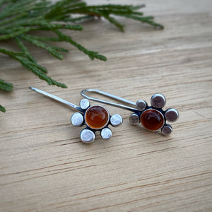 Carnelian Daisy Drop Earrings