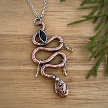 Load image into Gallery viewer, Black Onyx &amp; Copper Snake Necklace / 28.5”