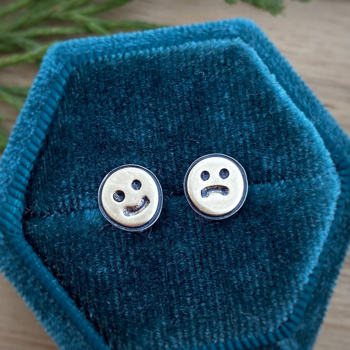 Layered Mixed Metal Emotions Stud Earrings