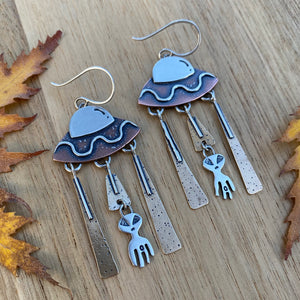 Mixed Metal UFO Earrings