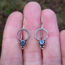 Load image into Gallery viewer, Labradorite &amp; Moonstone Dotted Hoop Earrings