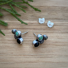 Load image into Gallery viewer, Turquoise, Onyx, &amp; Pyrite Cluster Stud Earrings