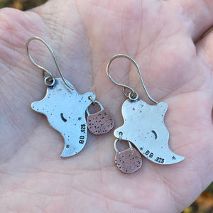 Mixed Metal Trick-or-Treat Ghostie Earrings {Silver}