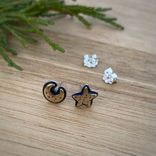 Load image into Gallery viewer, Layered Mixed Metal Moon &amp; Star Stud Earrings