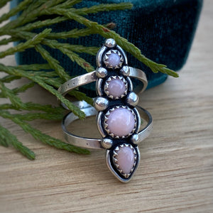 Pink Opal Stack Statement Ring / Size 8.5