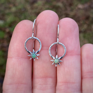 Ethiopian Opal Starburst Hoop Earrings