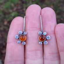 Load image into Gallery viewer, Carnelian Daisy Drop Earrings