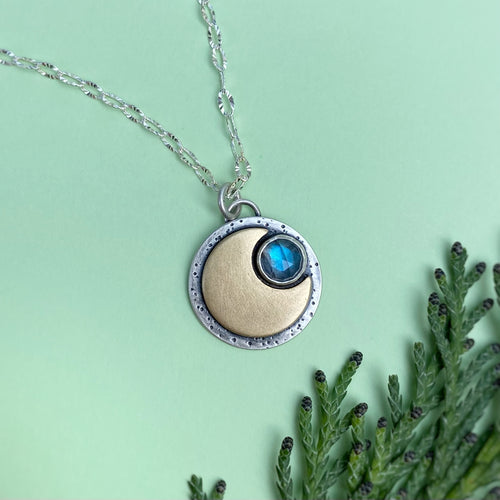 Mini Moon Necklace - Labradorite / 18” / Made to Order