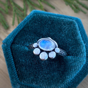 Rainbow Moonstone Point Ring / Size 7