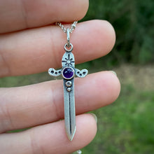 Load image into Gallery viewer, Amethyst Sword Necklace / 19”
