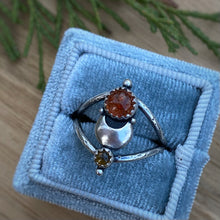 Load image into Gallery viewer, Sunstone &amp; Citrine Moon Stack Ring / Size 8.5