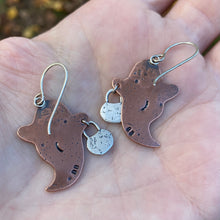 Load image into Gallery viewer, Mixed Metal Trick-or-Treat Ghostie Earrings {Copper}