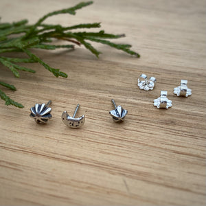 (Set of 3) 3D Moon & Stars Stud Earrings Set {B}