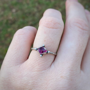 Pink Tourmaline Four Dots Ring / Size 7.75