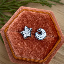 Load image into Gallery viewer, Layered Moon &amp; Star Stud Earrings