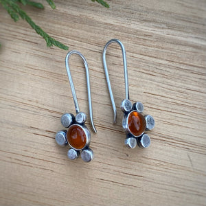 Carnelian Daisy Drop Earrings