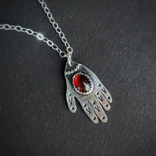 Load image into Gallery viewer, Hamsa Hand Necklace - Garnet / 18” / Made to Order