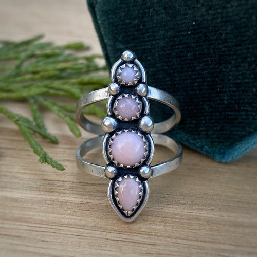 Pink Opal Stack Statement Ring / Size 8.5