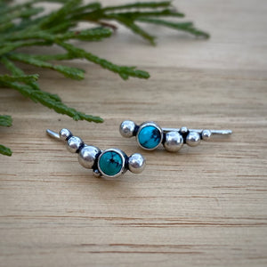 Tibetan Turquoise Bubble Ear Climbers