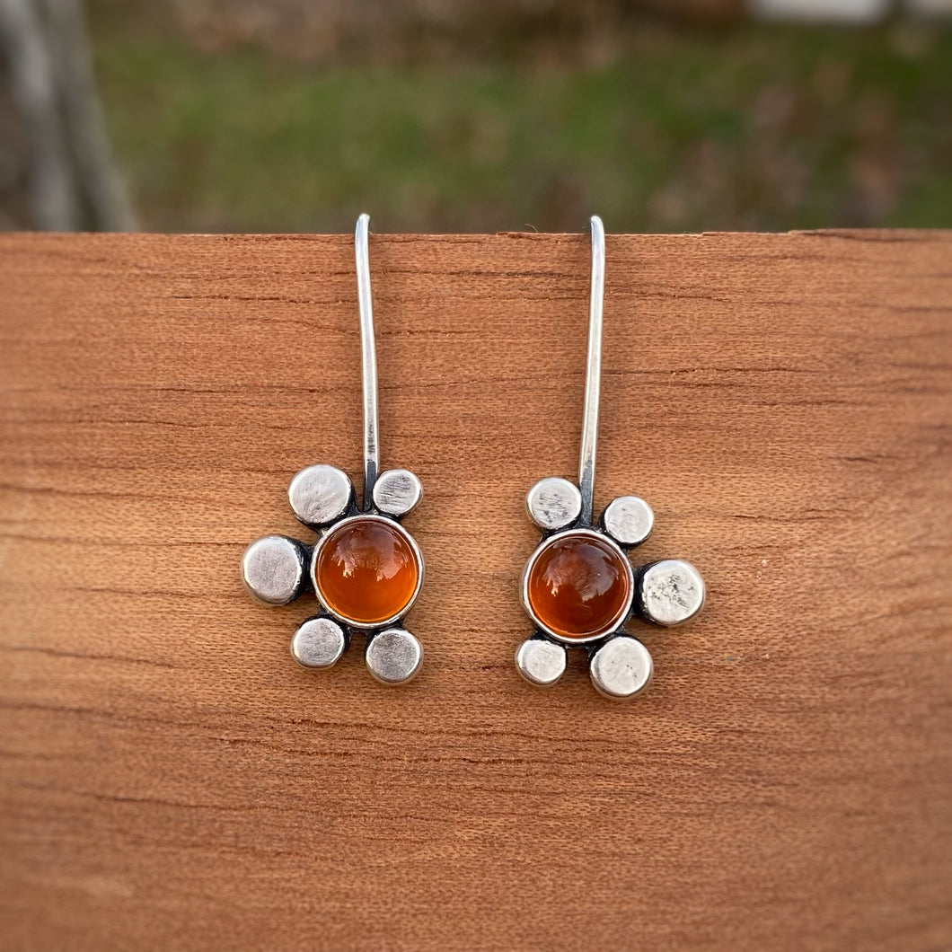 Carnelian Daisy Drop Earrings