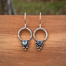 Load image into Gallery viewer, Labradorite &amp; Moonstone Dotted Hoop Earrings