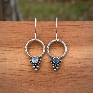 Labradorite & Moonstone Dotted Hoop Earrings