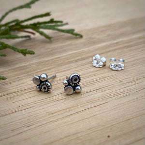 Stamped Cluster Stud Earrings