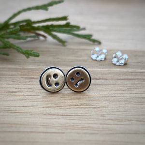 Layered Mixed Metal Emotions Stud Earrings