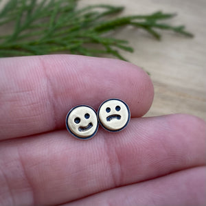 Layered Mixed Metal Emotions Stud Earrings