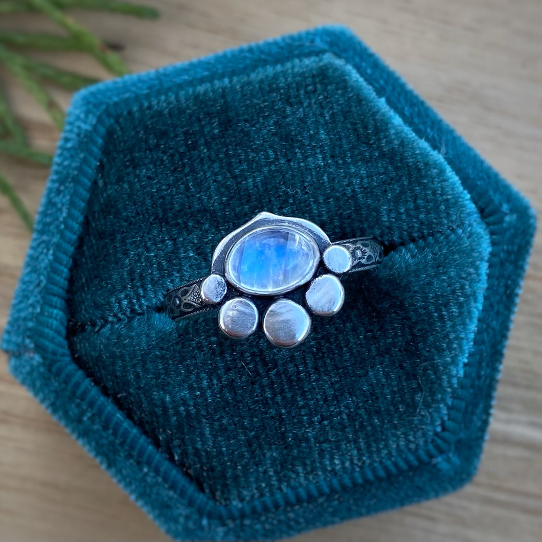 Rainbow Moonstone Point Ring / Size 7