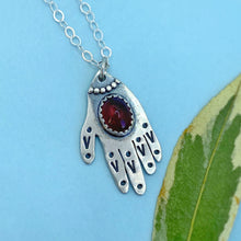 Load image into Gallery viewer, Hamsa Hand Necklace - Garnet / 18” / Made to Order