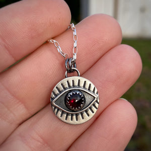 Garnet Eyeball Necklace / 17”