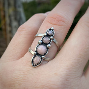 Pink Opal Stack Statement Ring / Size 8.5